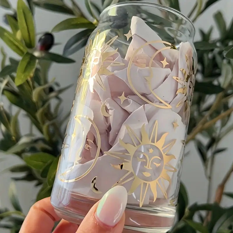 Moon And Stars Glassware With Bamboo Lid And Straw And FREE Coaster!