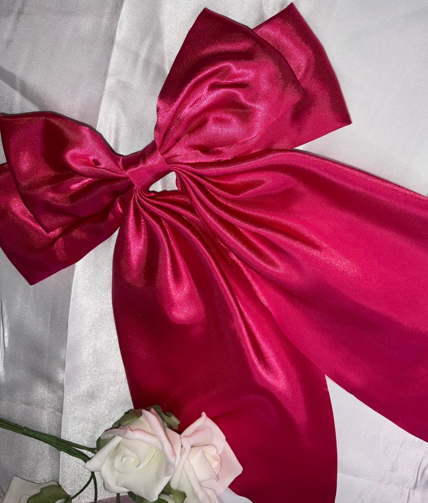 Hot Pink Oversized Satin Bow Hair Clip