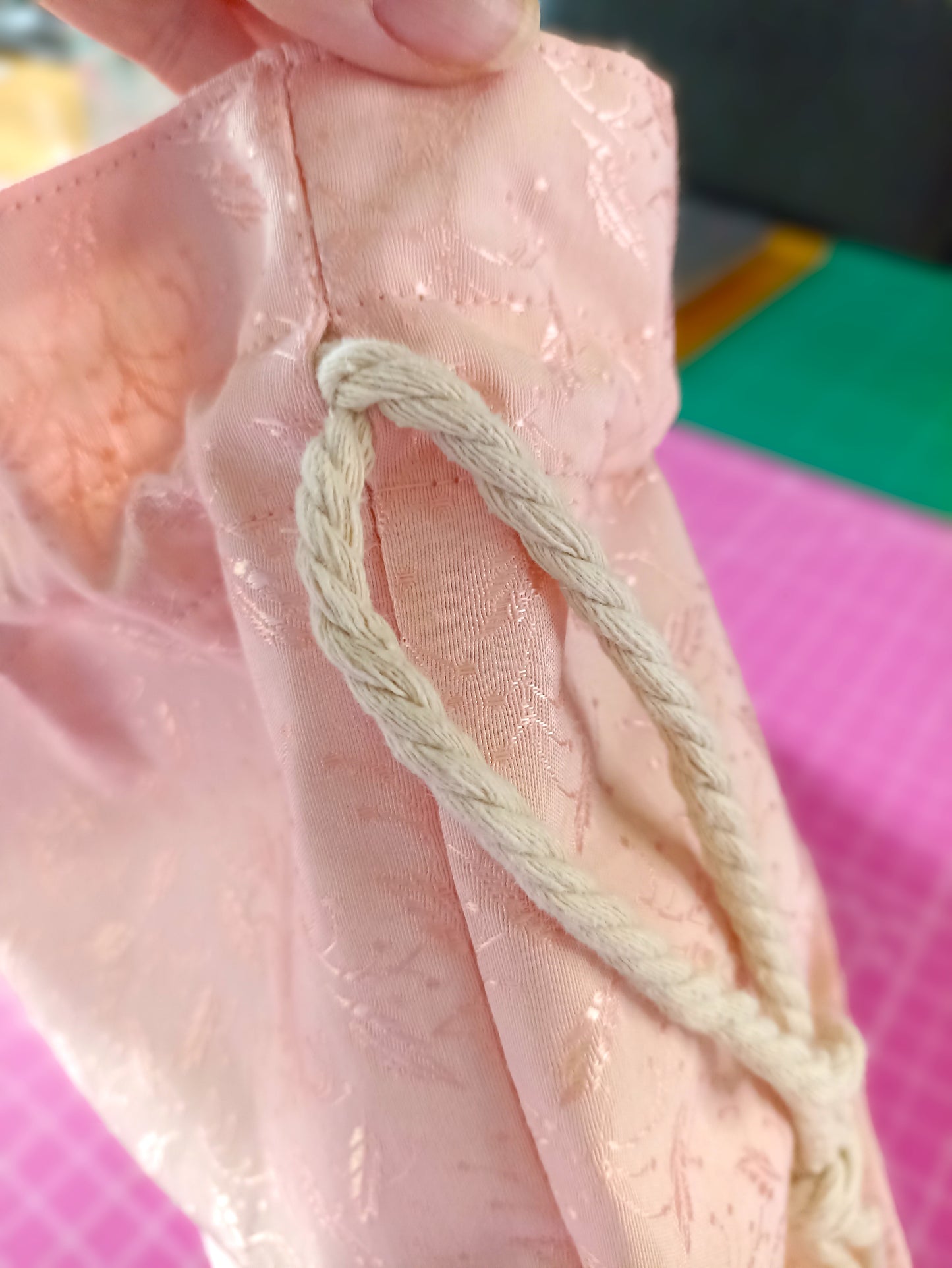 Apricot Drawstring Bag Unique Durable Gift For Her Sustainable Fashionable Fully Lined With Inside Pocket