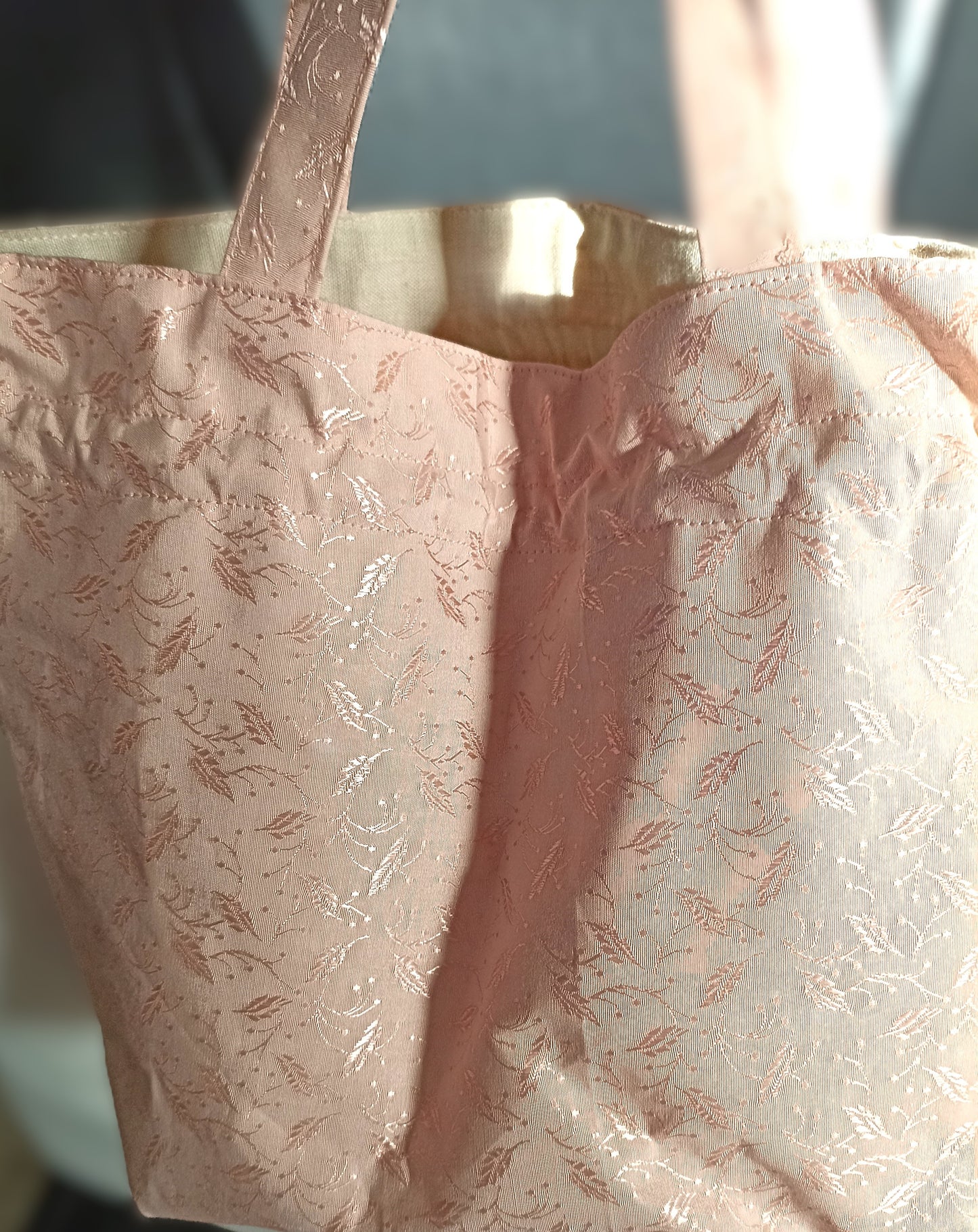 Apricot Drawstring Bag Unique Durable Gift For Her Sustainable Fashionable Fully Lined With Inside Pocket