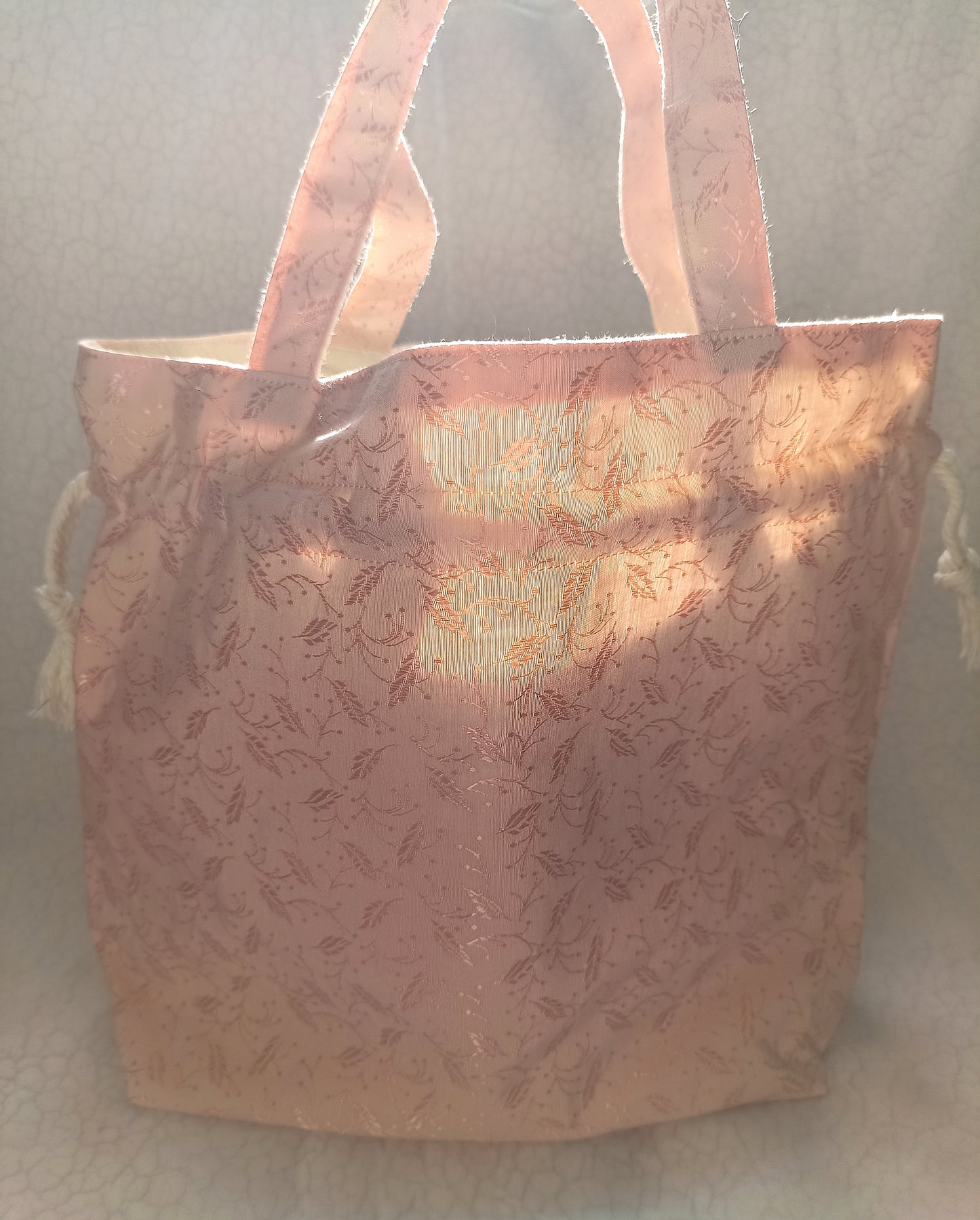 Apricot Drawstring Bag Unique Durable Gift For Her Sustainable Fashionable Fully Lined With Inside Pocket
