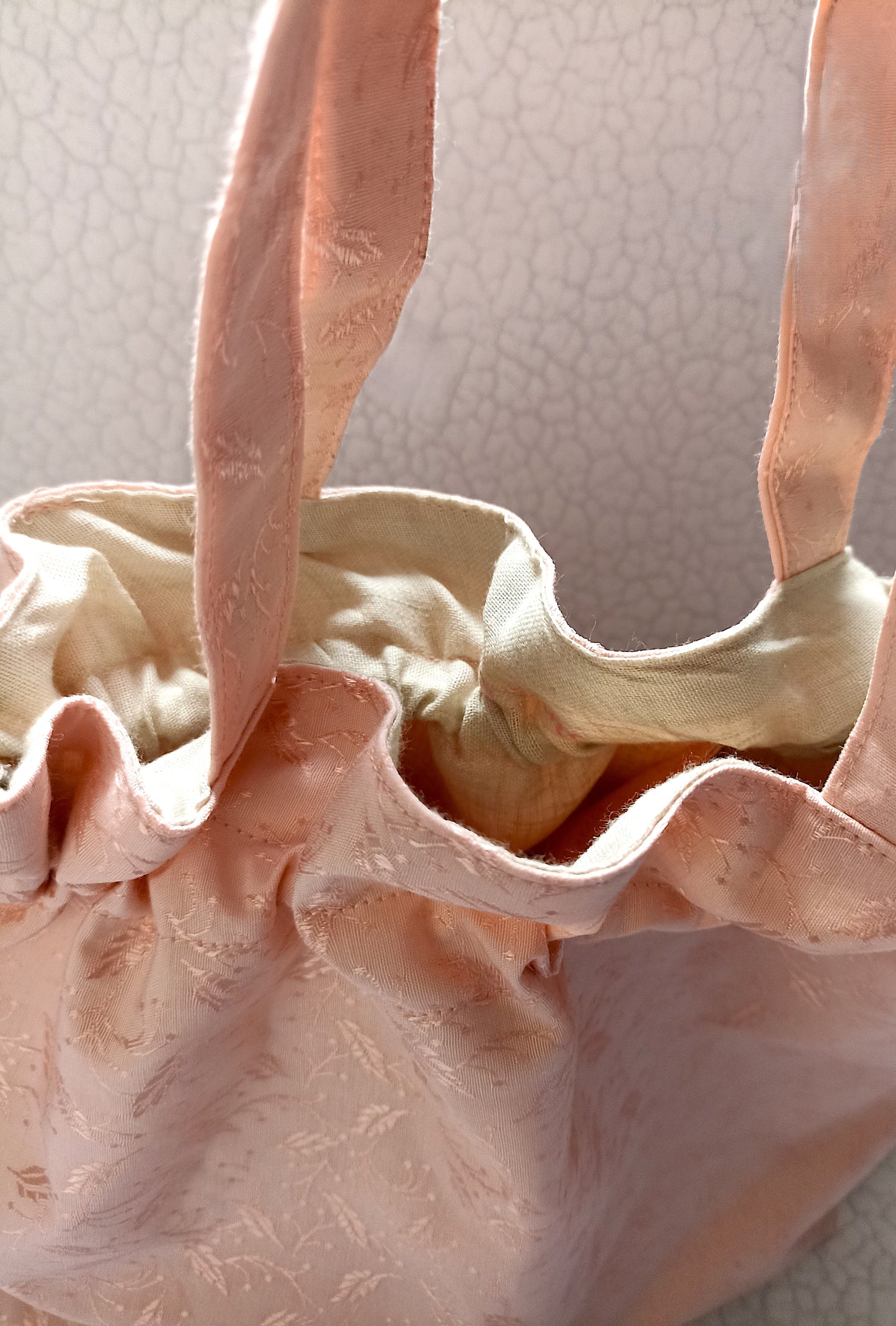 Apricot Drawstring Bag Unique Durable Gift For Her Sustainable Fashionable Fully Lined With Inside Pocket