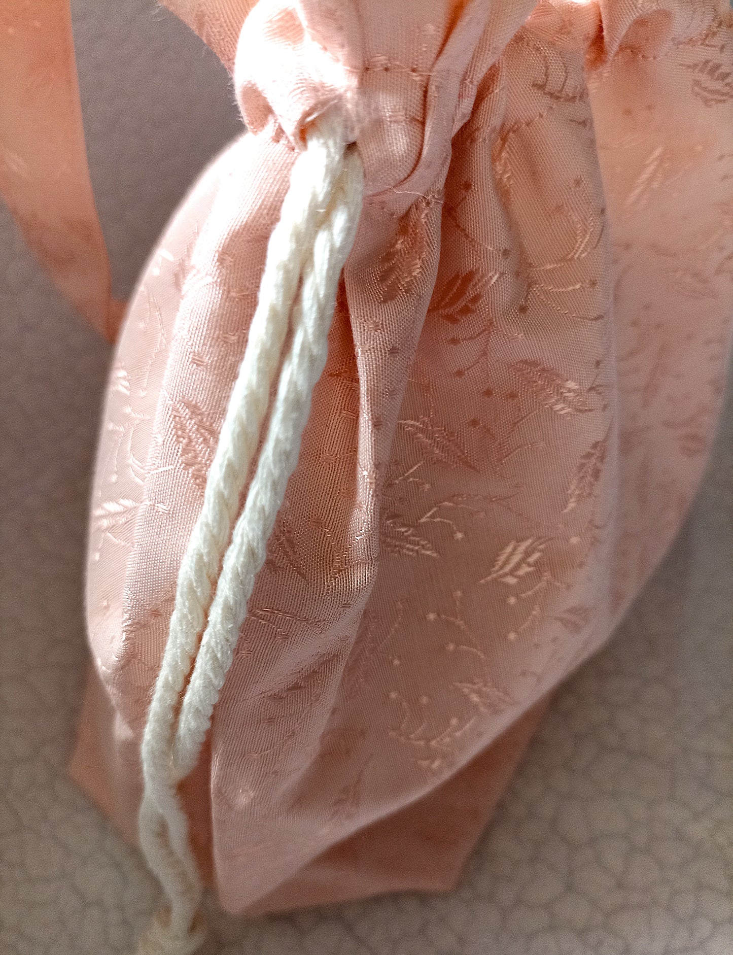 Apricot Drawstring Bag Unique Durable Gift For Her Sustainable Fashionable Fully Lined With Inside Pocket