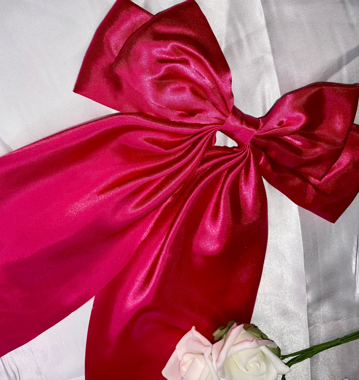 Hot Pink Oversized Satin Bow Hair Clip